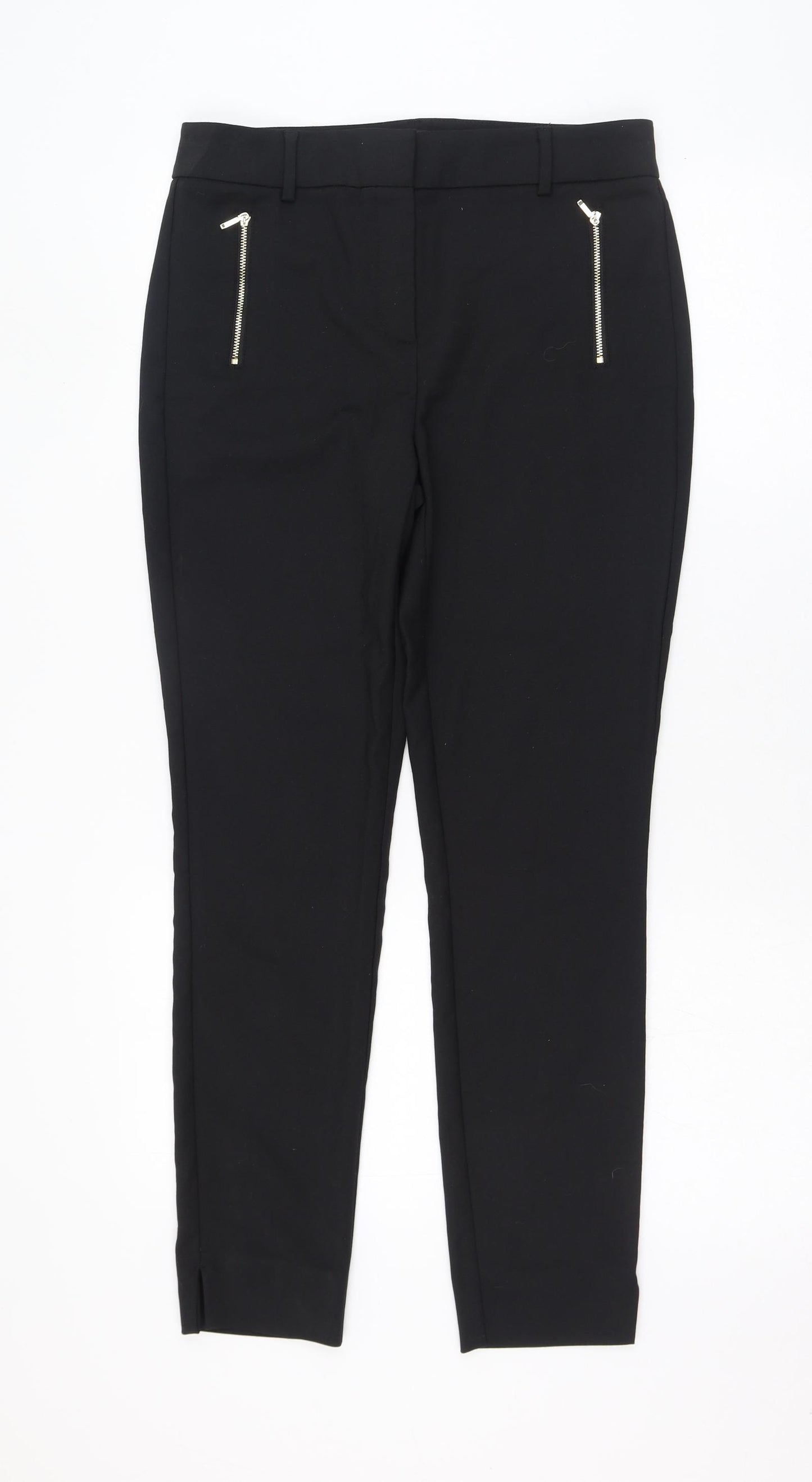 NEXT Womens Black  Polyester Trousers  Size 10 L27 in Regular Zip