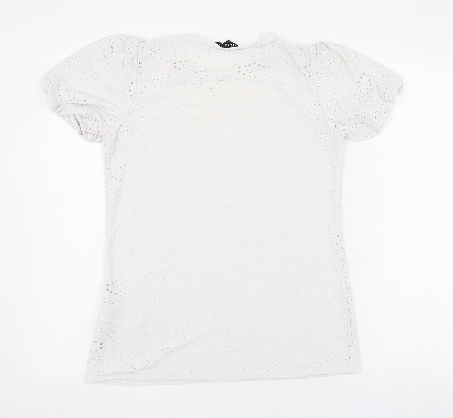 Peacocks Womens Ivory  Polyester Basic T-Shirt Size 8 Round Neck