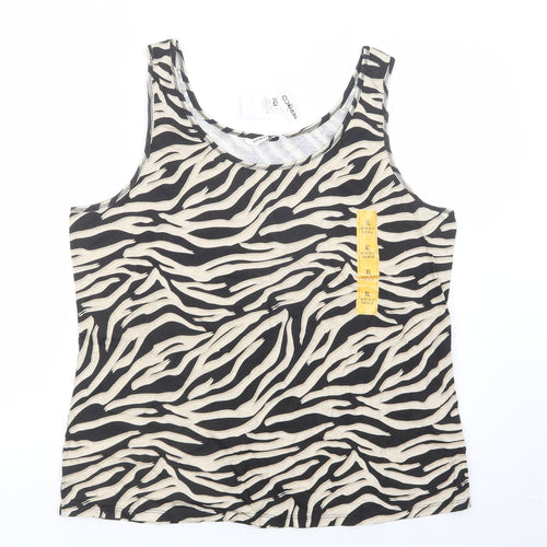 Pep & Co Womens Black Animal Print Cotton Basic Tank Size XL Scoop Neck