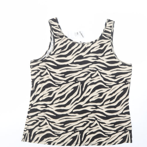 Pep & Co Womens Black Animal Print Cotton Basic Tank Size XL Scoop Neck