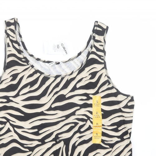 Pep & Co Womens Black Animal Print Cotton Basic Tank Size XL Scoop Neck