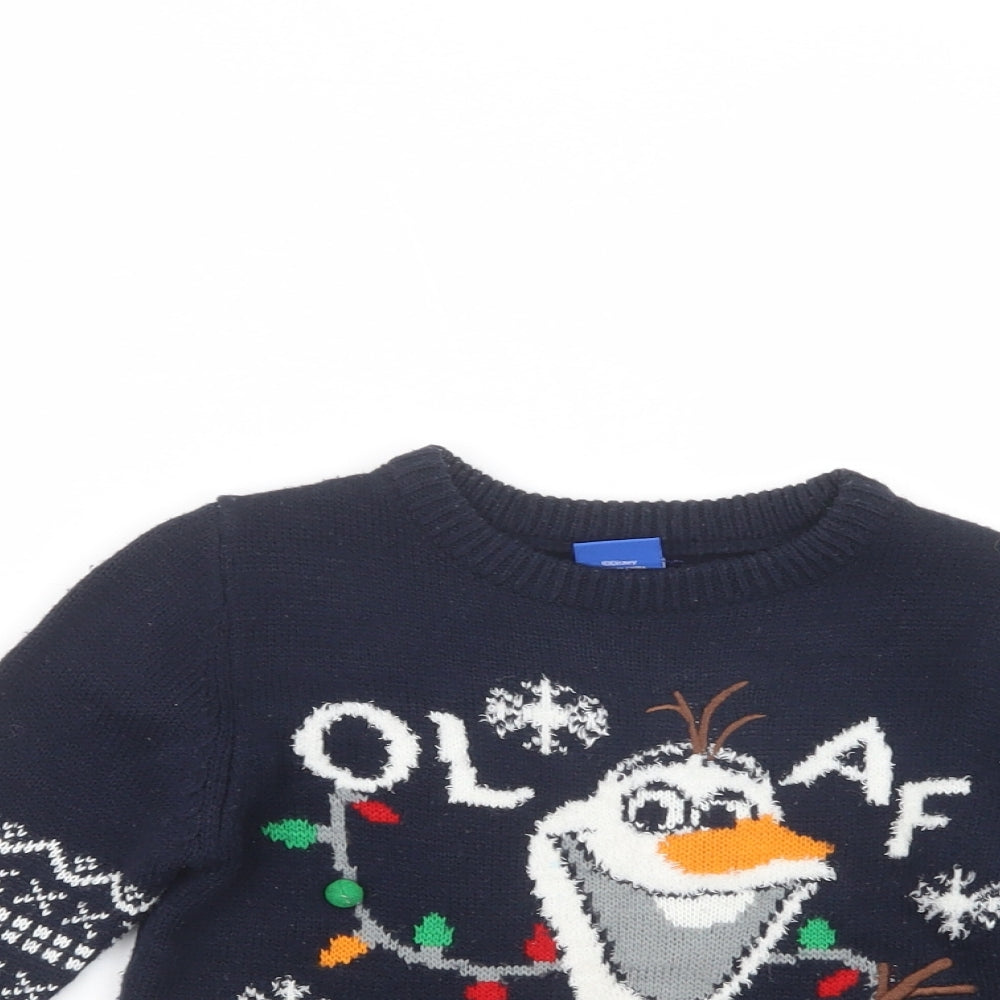 Primark Boys Blue Crew Neck  Acrylic Pullover Jumper Size 4-5 Years  Pullover - Christmas Jumper