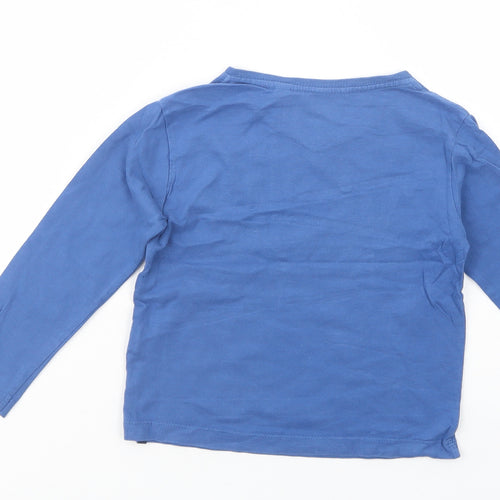 Okaidi Boys Blue  Cotton Basic T-Shirt Size 4 Years V-Neck Pullover
