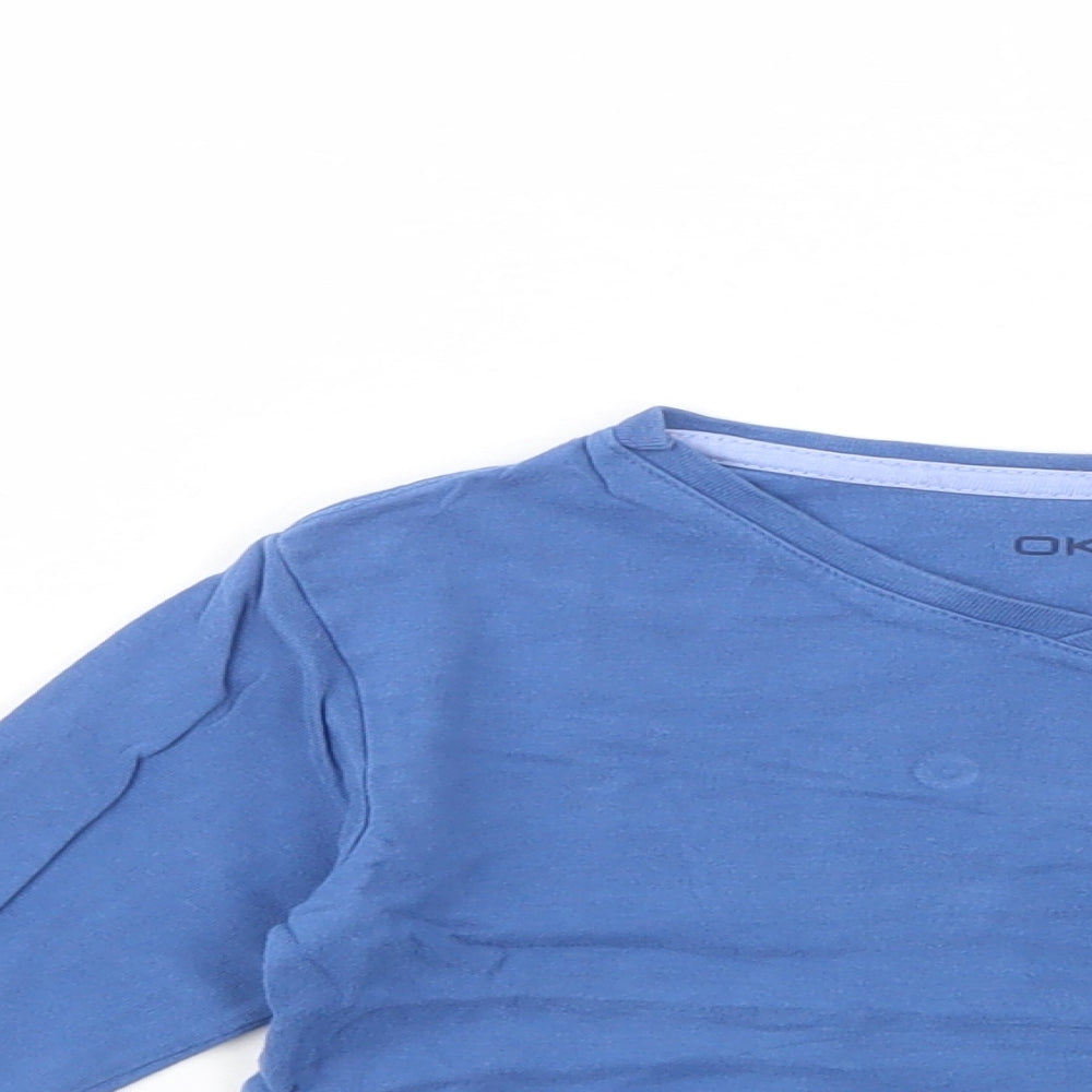 Okaidi Boys Blue  Cotton Basic T-Shirt Size 4 Years V-Neck Pullover