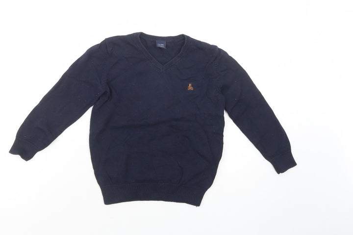 Gap Boys Blue V-Neck Cotton Pullover Jumper Size 4 Years Pullover