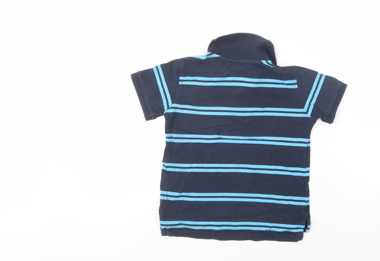 Gap Boys Blue Striped Cotton Basic Polo Size 4 Years Collared Button