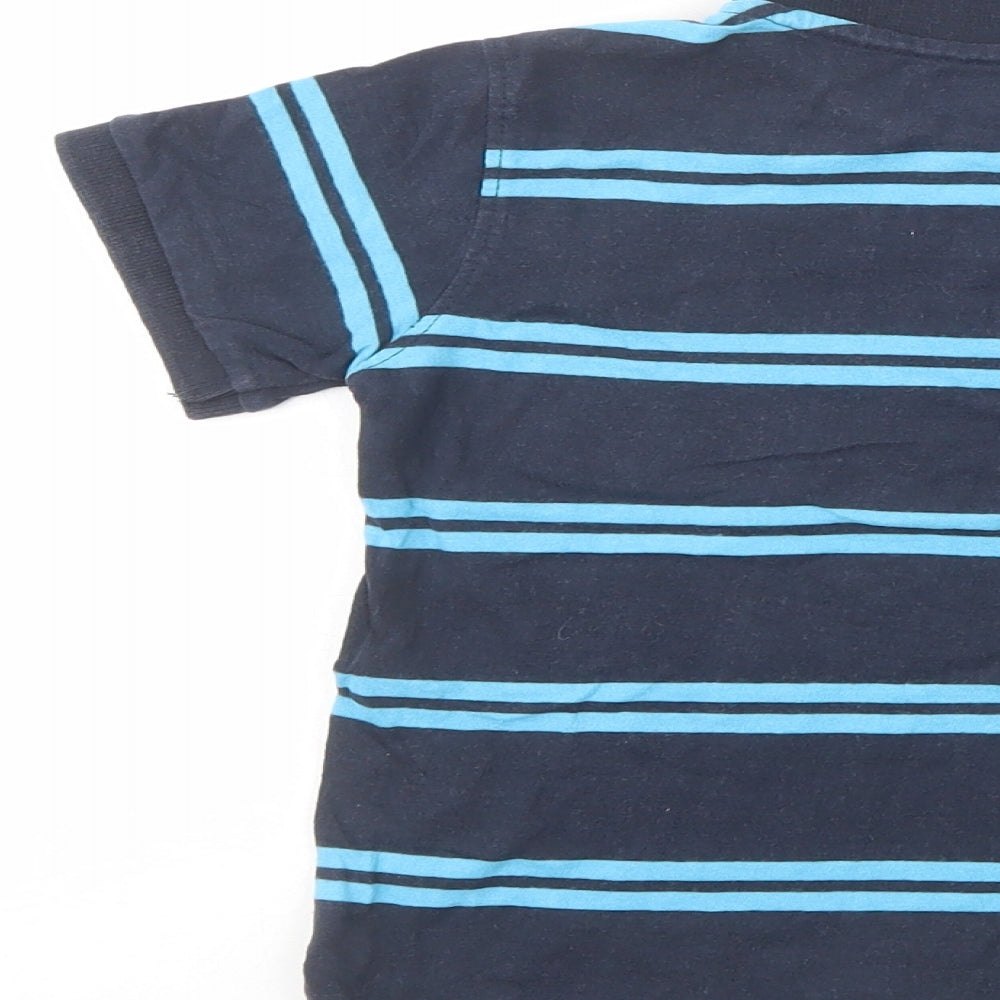 Gap Boys Blue Striped Cotton Basic Polo Size 4 Years Collared Button