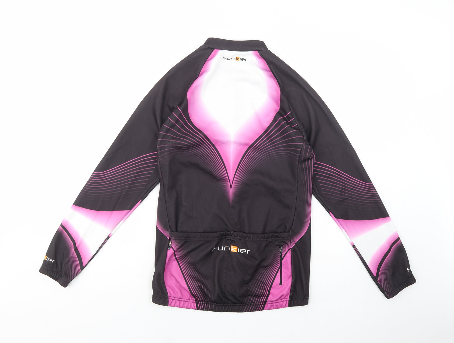 Funkier Womens Black Striped Polyester Full Zip Sweatshirt Size L  Zip