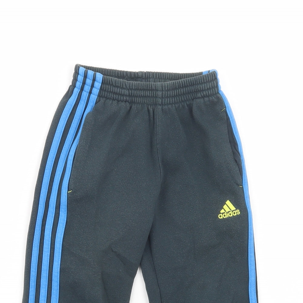 Adisdas Boys Blue  Cotton Jogger Trousers Size 3-4 Years  Regular Drawstring