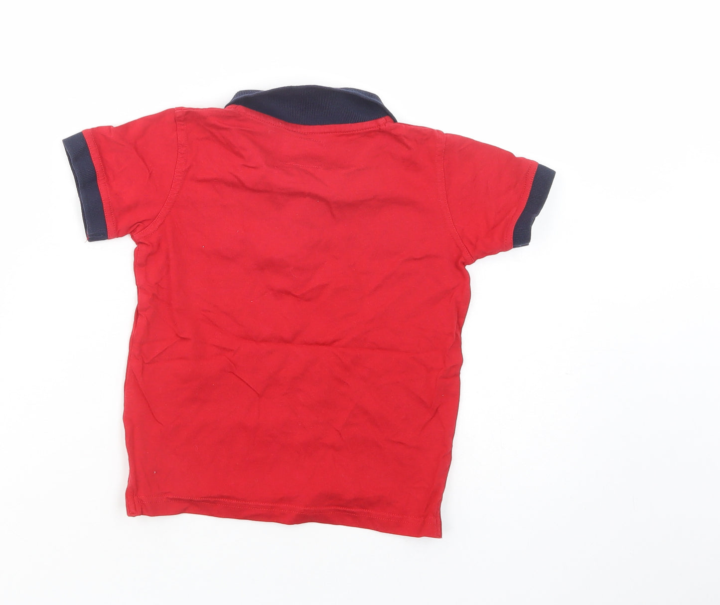 Matalan Boys Red  Cotton Jersey Polo Size 3-4 Years Collared Button