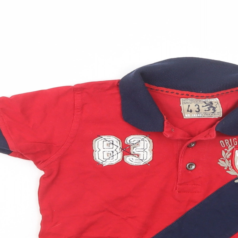 Matalan Boys Red  Cotton Jersey Polo Size 3-4 Years Collared Button