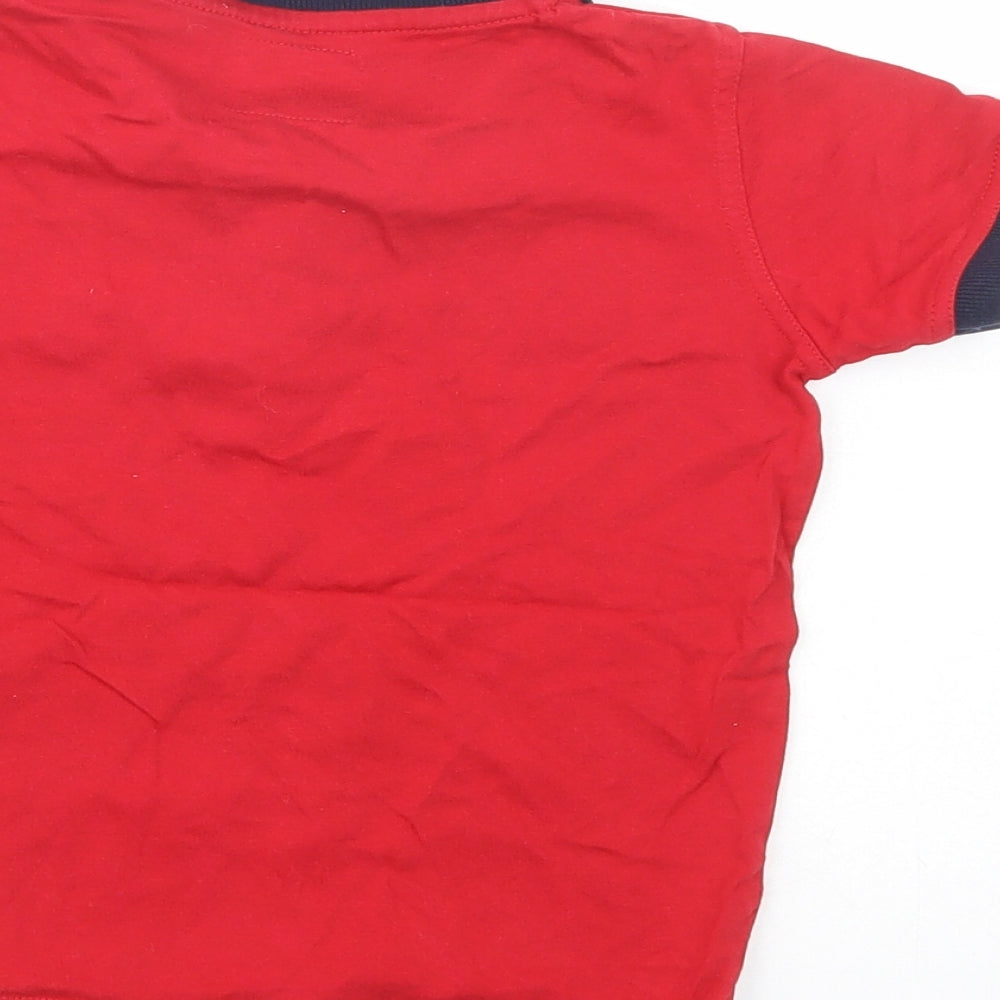 Matalan Boys Red  Cotton Jersey Polo Size 3-4 Years Collared Button