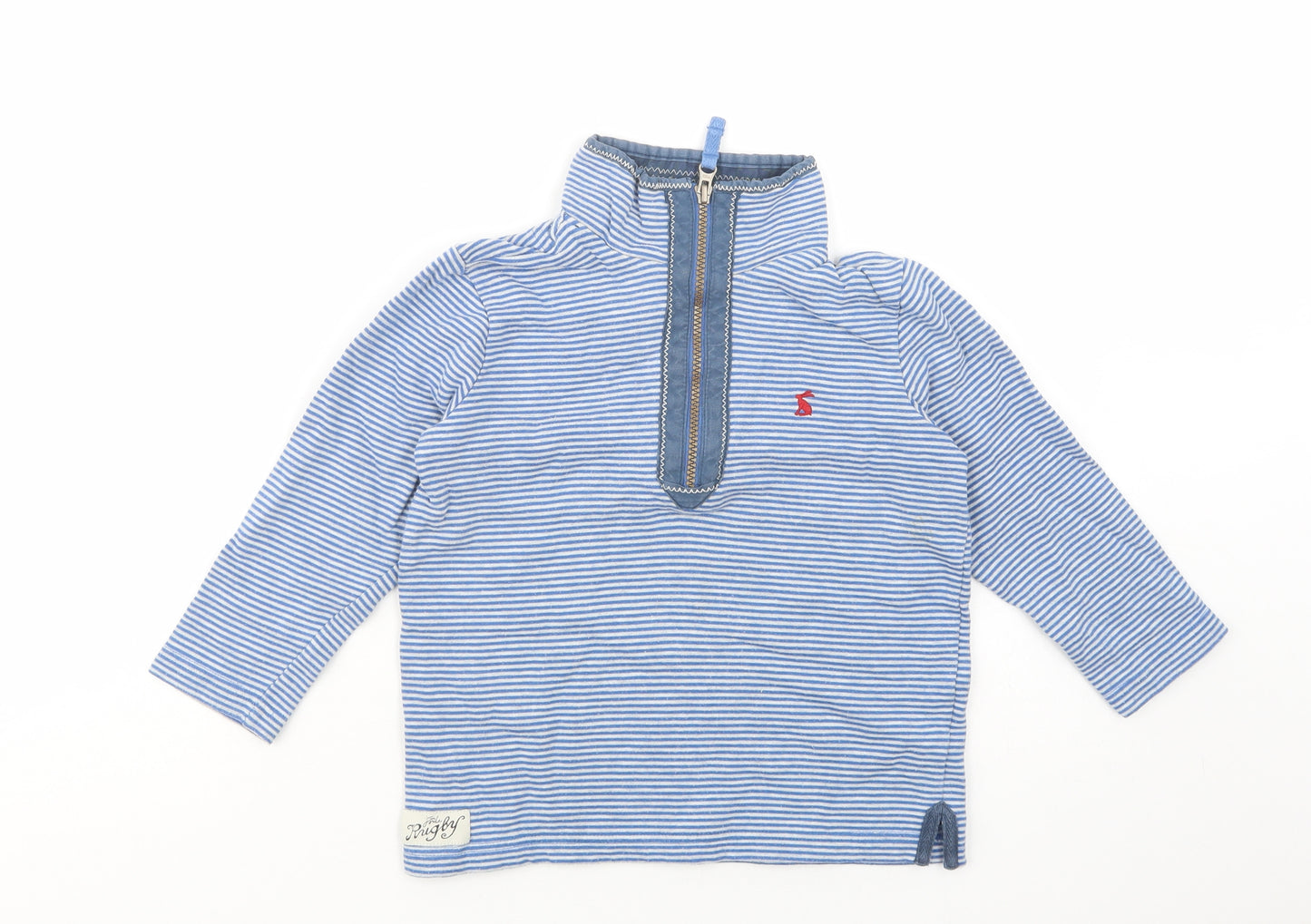 Joules Boys Blue Striped Cotton Pullover Sweatshirt Size 5 Years  Zip
