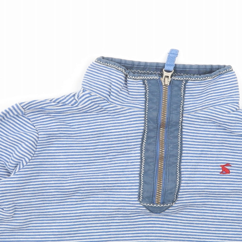 Joules Boys Blue Striped Cotton Pullover Sweatshirt Size 5 Years  Zip