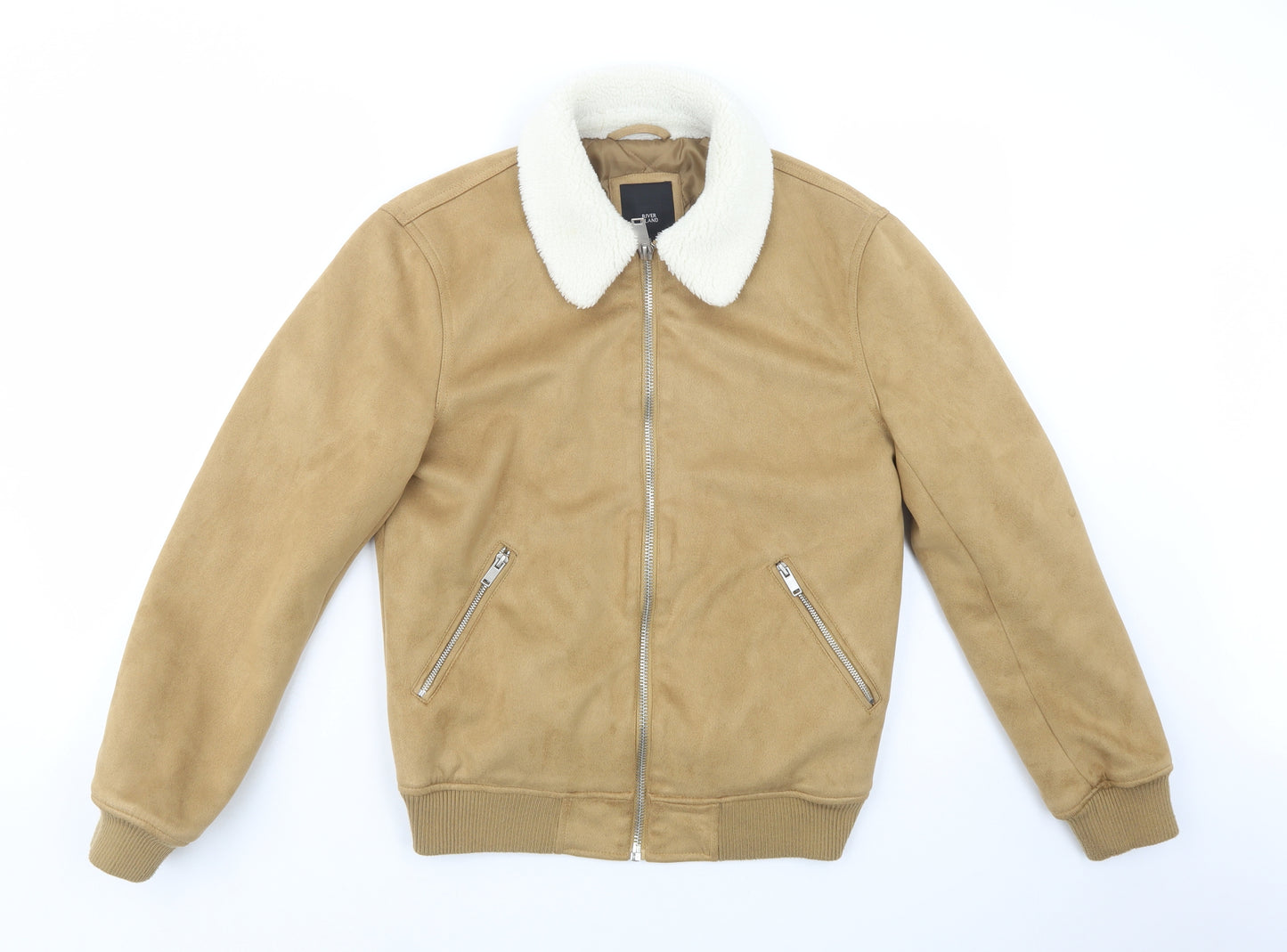 River Island Womens Beige   Bomber Jacket Jacket Size S  Zip