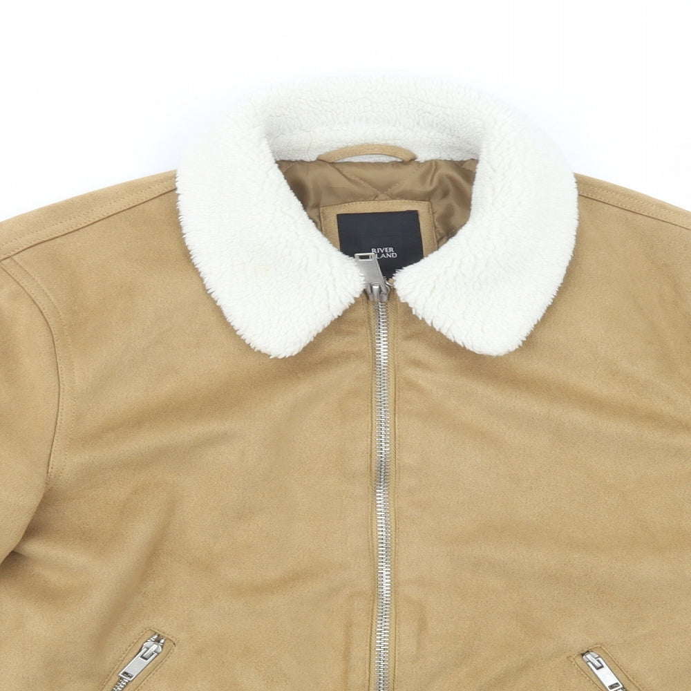 River Island Womens Beige   Bomber Jacket Jacket Size S  Zip