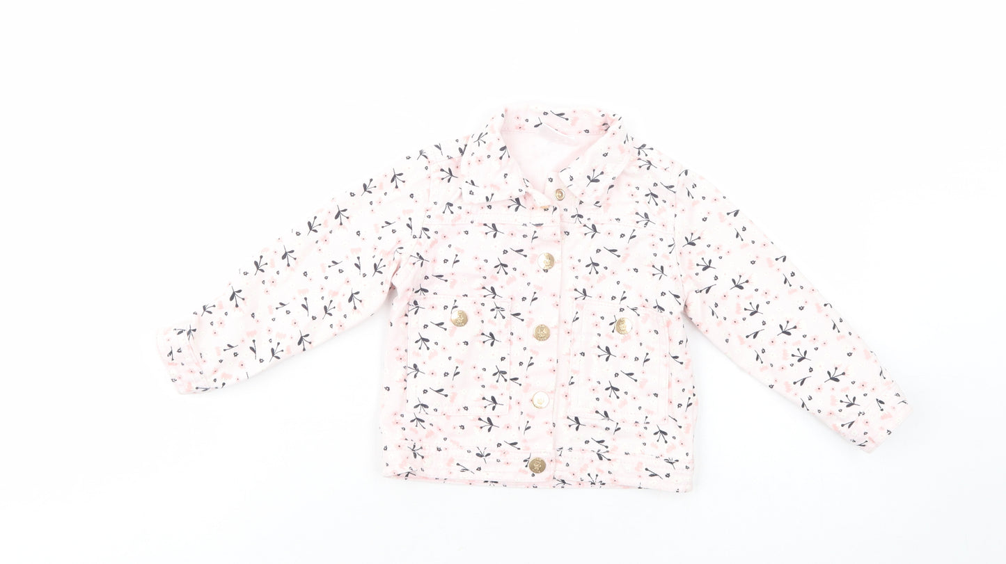 So Cute Baby Pink Floral  Jacket  Size 9-12 Months   Button