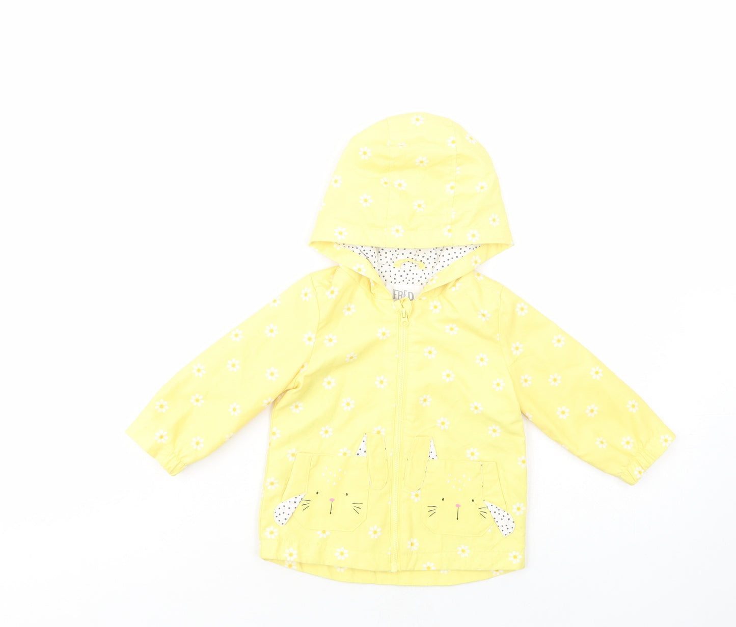 F&F Baby Yellow Floral  Basic Jacket Jacket Size 6-9 Months   Zip - Bunnies