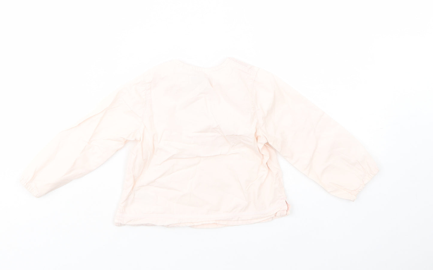Debenhams Baby Pink  Cotton Basic Blouse Size 12-18 Months Crew Neck Button