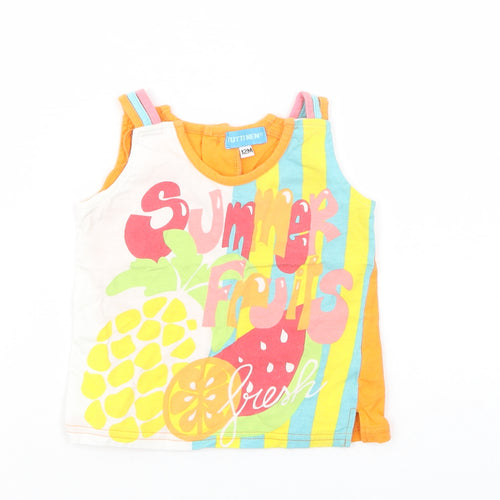 Tutti Nen Baby Multicoloured Geometric Cotton Pullover Tank Size 12 Months Crew Neck Button - Fruits