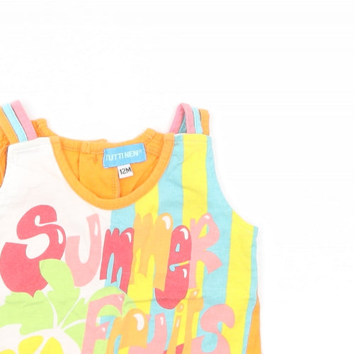 Tutti Nen Baby Multicoloured Geometric Cotton Pullover Tank Size 12 Months Crew Neck Button - Fruits