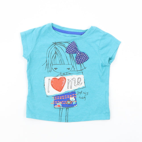 NEXT Baby Blue  Cotton Pullover T-Shirt Size 6-9 Months Crew Neck Pullover - I Love Me