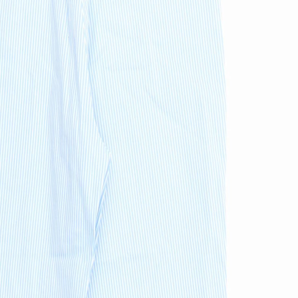 Savida Womens Blue Striped Cotton Cropped Trousers Size 10 L25 in Regular Zip