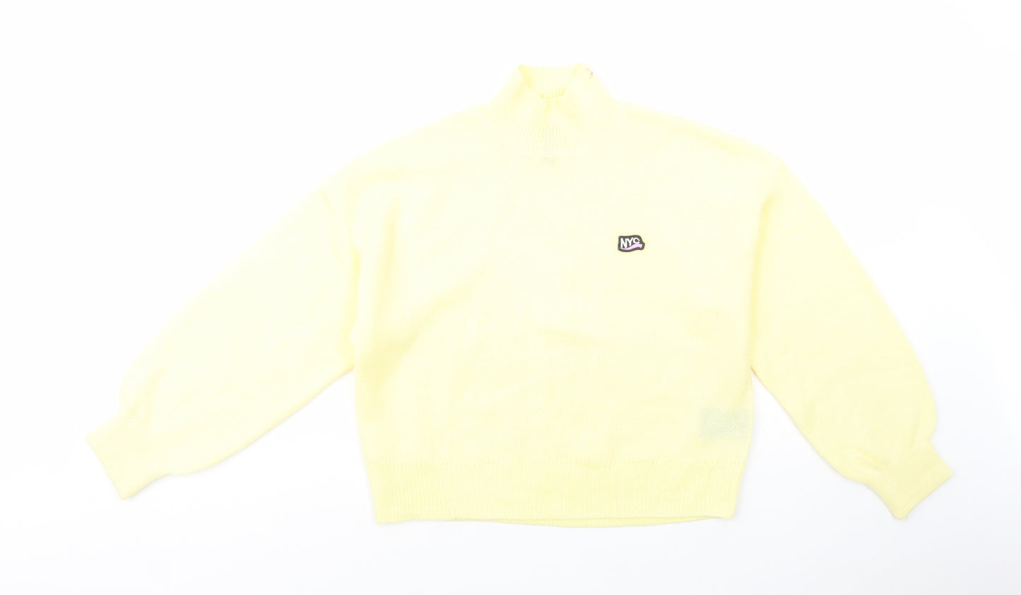 H&M Womens Yellow High Neck  Acrylic Pullover Jumper Size XS   - NYC
