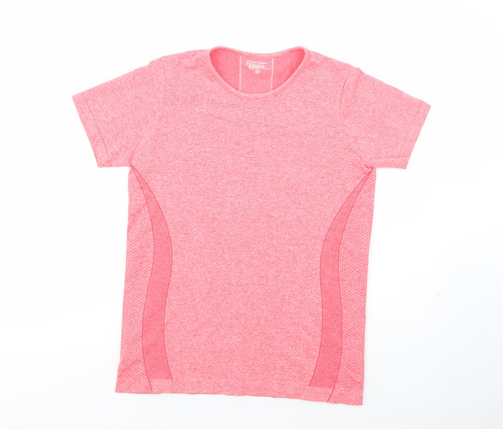Dunnes Stores Womens Pink Nylon Pullover T-Shirt Size M Crew Neck Pullover