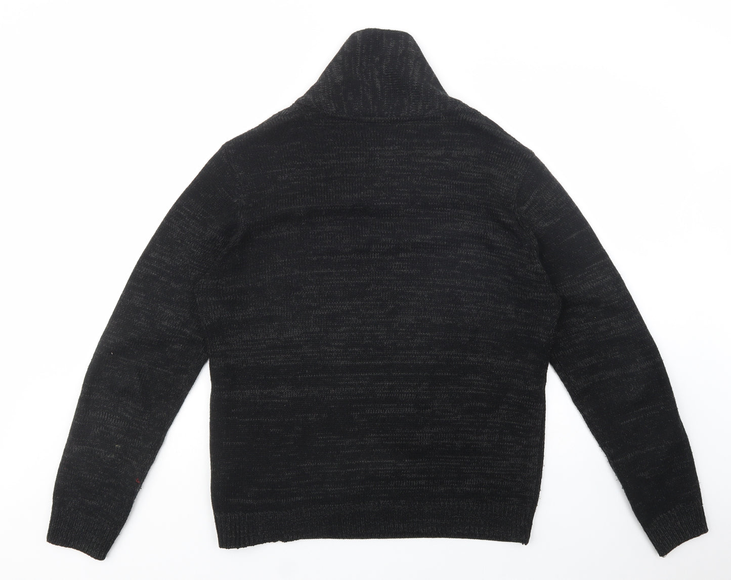 Peacocks Mens Black Collared  Acrylic Pullover Jumper Size M