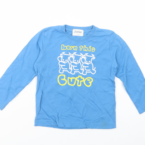 Giordano Boys Blue  Cotton Pullover T-Shirt Size 4 Years Crew Neck Pullover - Born This Cute