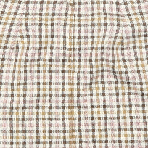 Primark Womens Beige Plaid Polyester Mini Skirt Size 10   Zip