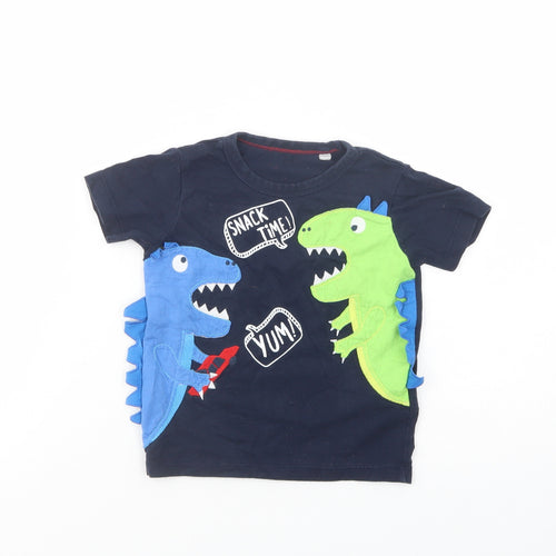 Debenhams Baby Blue  Cotton Pullover T-Shirt Size 12-18 Months Crew Neck Pullover - Dinosaurs