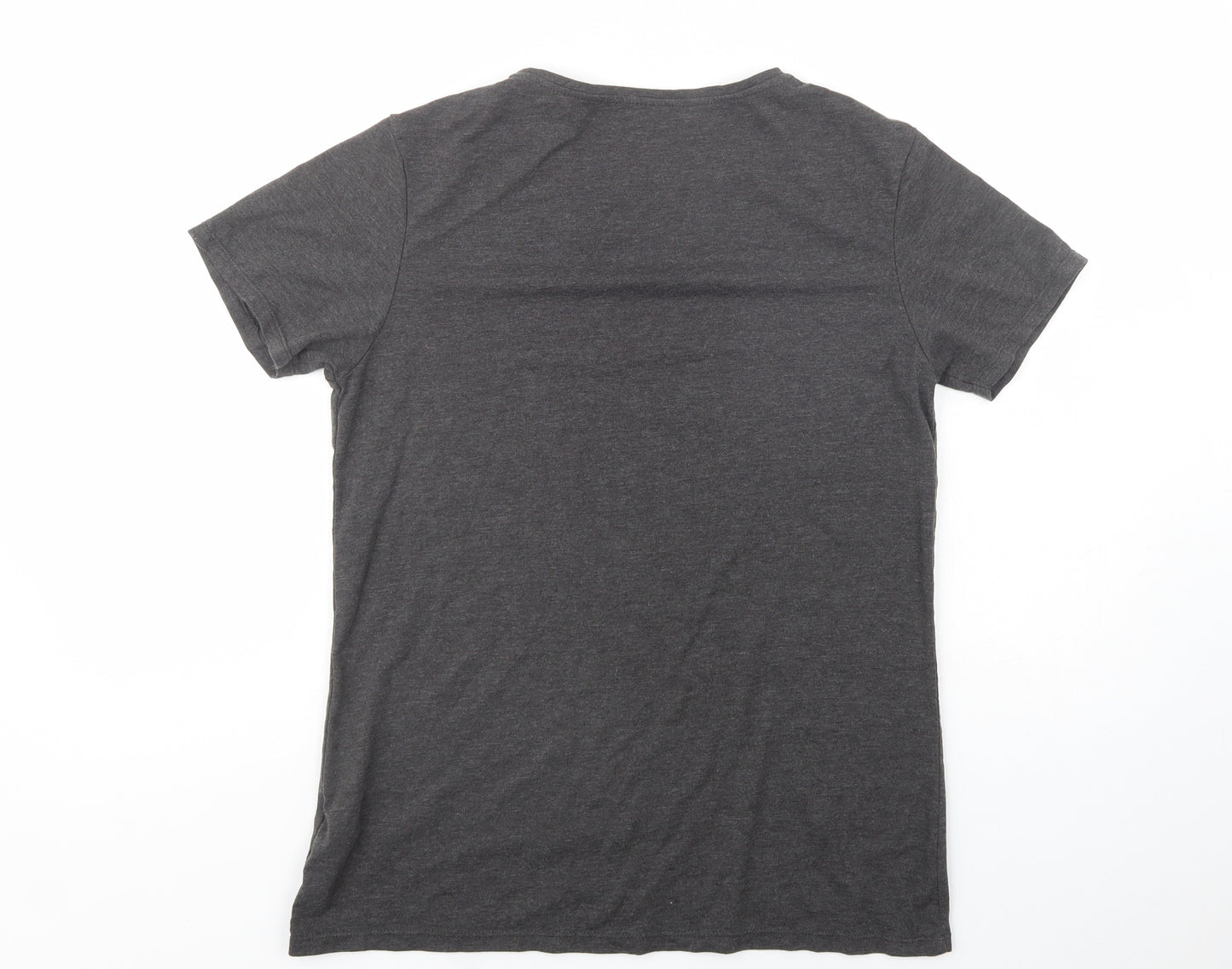 Primark Womens Grey  Cotton Basic T-Shirt Size 14 Crew Neck