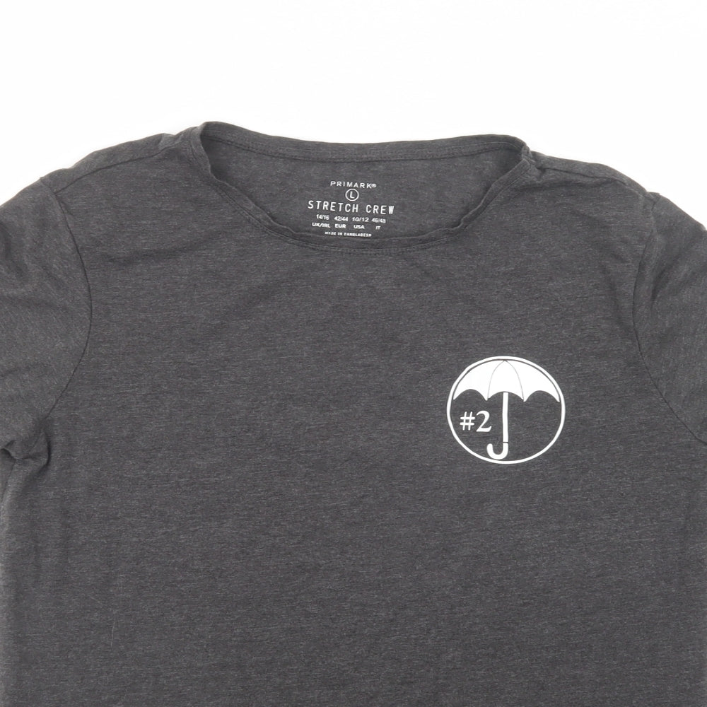 Primark Womens Grey  Cotton Basic T-Shirt Size 14 Crew Neck