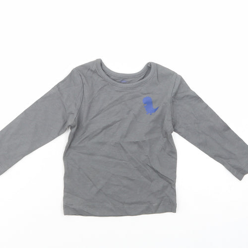 Studio Baby Grey  Cotton Pullover T-Shirt Size 9-12 Months Crew Neck Pullover - Dino