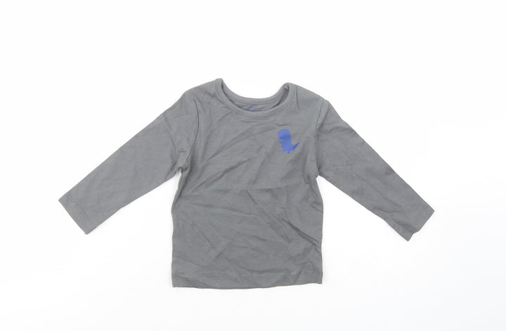Studio Baby Grey  Cotton Pullover T-Shirt Size 9-12 Months Crew Neck Pullover - Dino