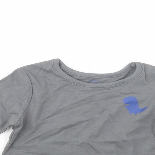 Studio Baby Grey  Cotton Pullover T-Shirt Size 9-12 Months Crew Neck Pullover - Dino
