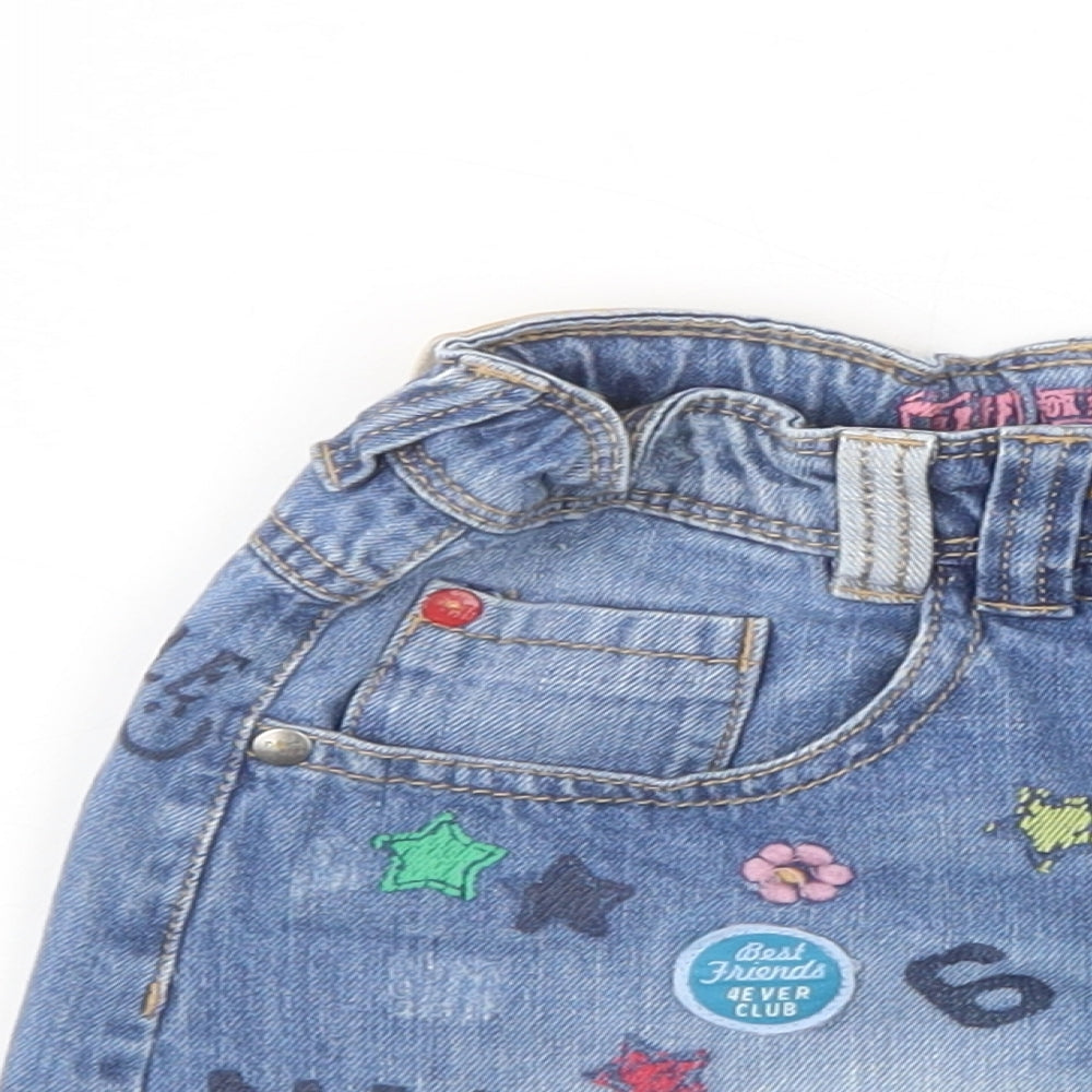 NEXT Girls Blue  Cotton Mini Skirt Size 8 Years  Regular Button