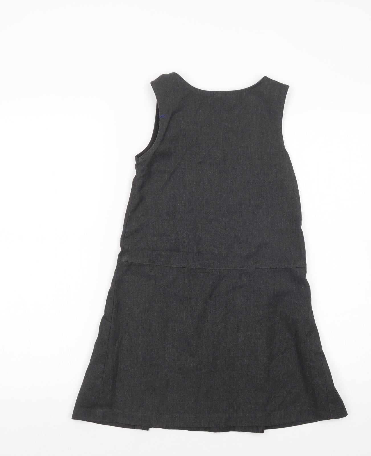 TU Girls Grey  Polyester Pinafore/Dungaree Dress  Size 8 Years  Scoop Neck Zip - School Wear