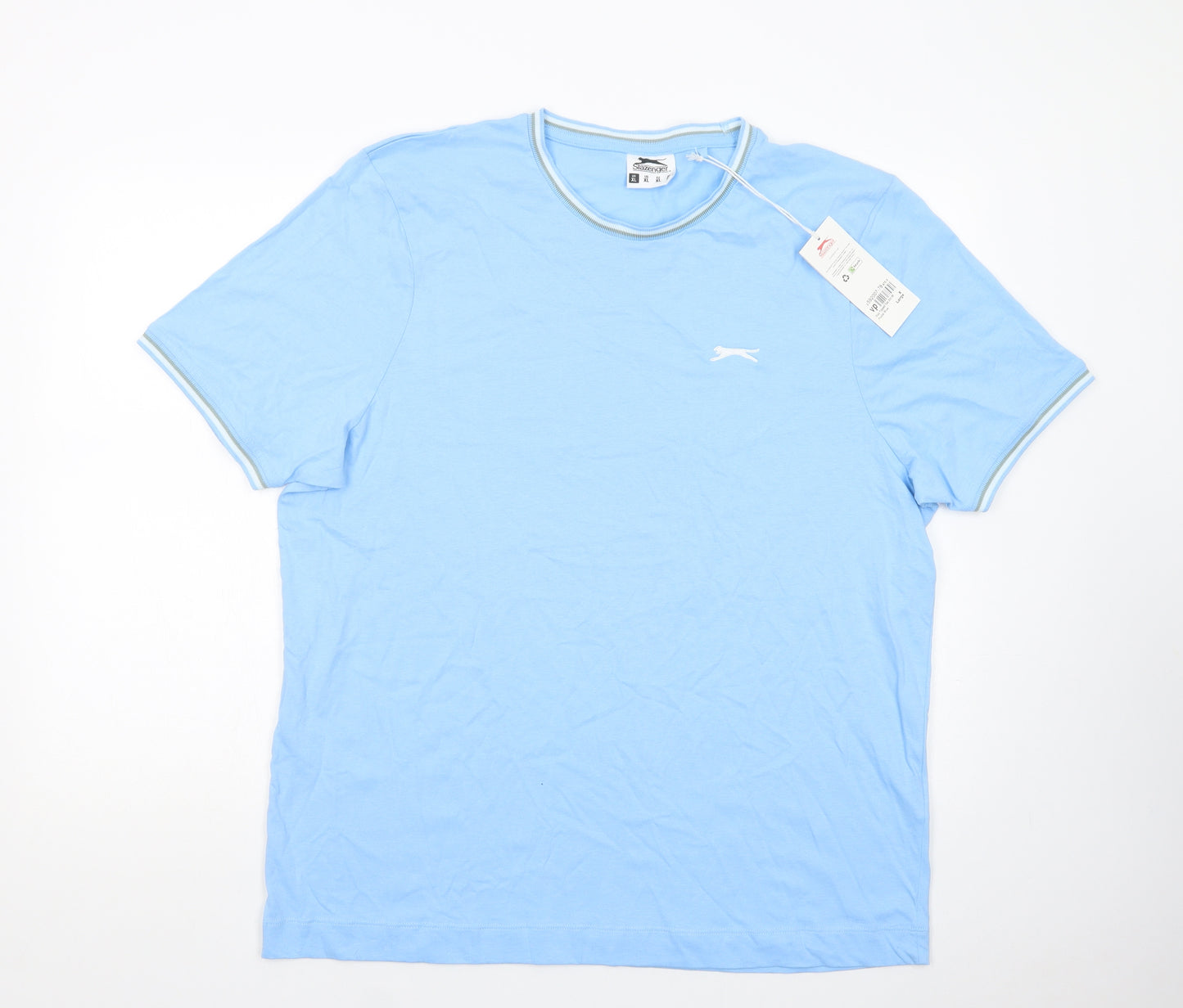 Slazenger Mens Blue  Cotton  T-Shirt Size XL Crew Neck