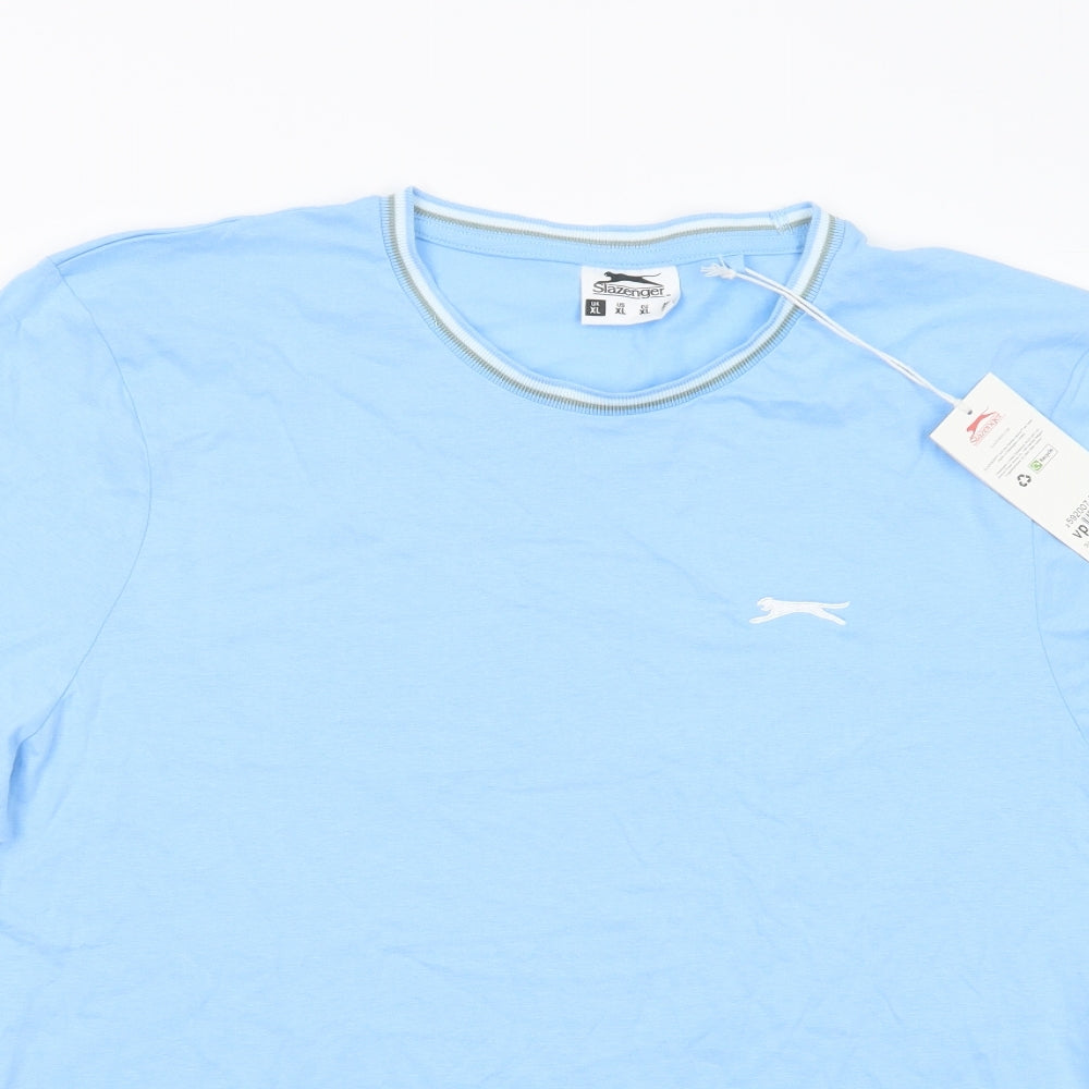 Slazenger Mens Blue  Cotton  T-Shirt Size XL Crew Neck