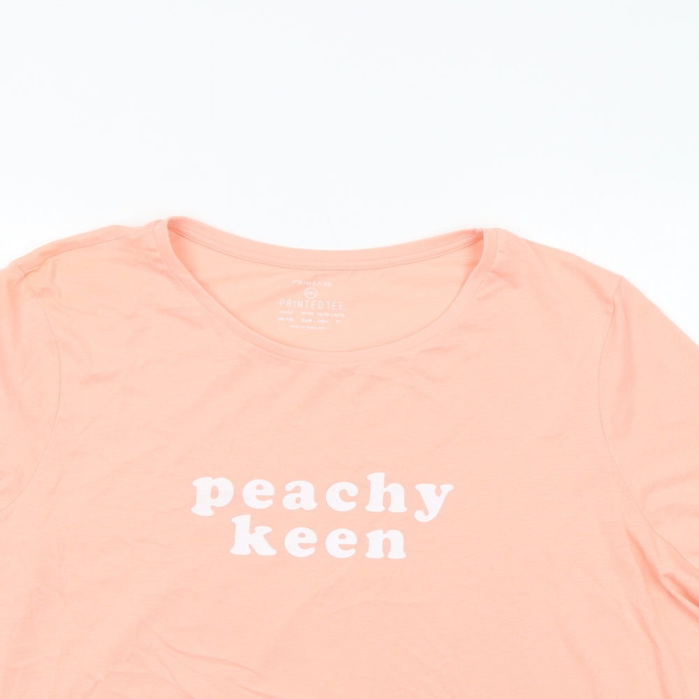 Primark Womens Pink  Cotton Basic T-Shirt Size 2XL Crew Neck - Peachy Keen