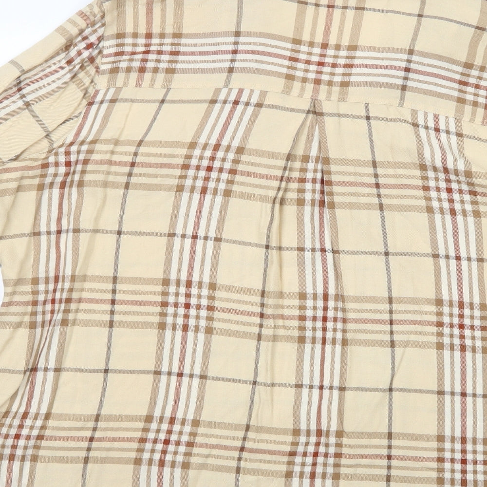 F&F Womens Beige Plaid Viscose Basic Button-Up Size 20 V-Neck