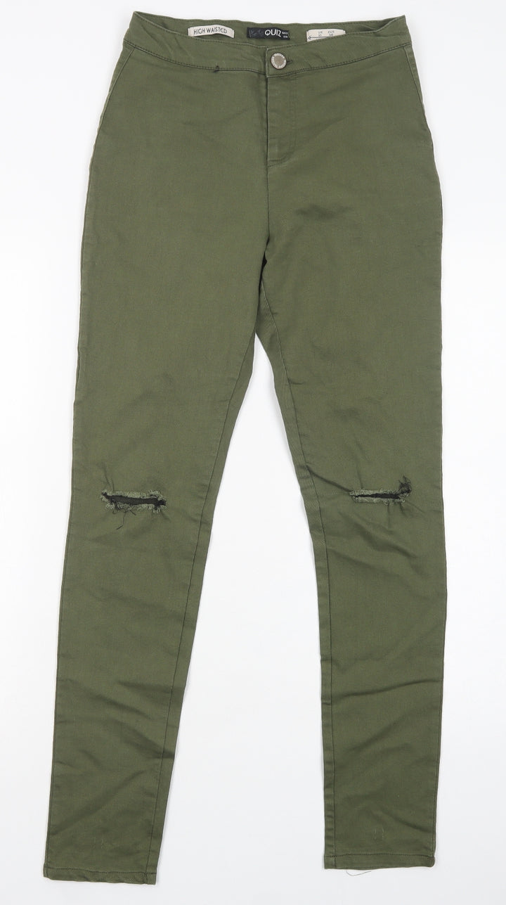 Quiz Womens Green Cotton Jegging Jeans Size 10 L31 in Regular Button