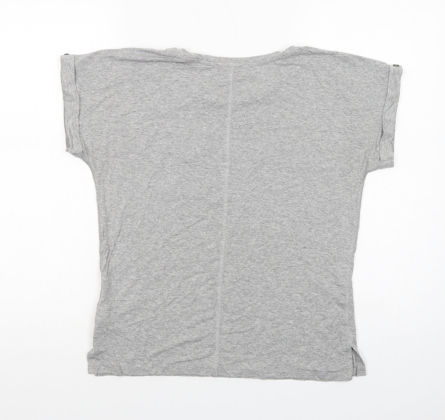 Principles Womens Grey  Viscose Basic T-Shirt Size 8 Crew Neck