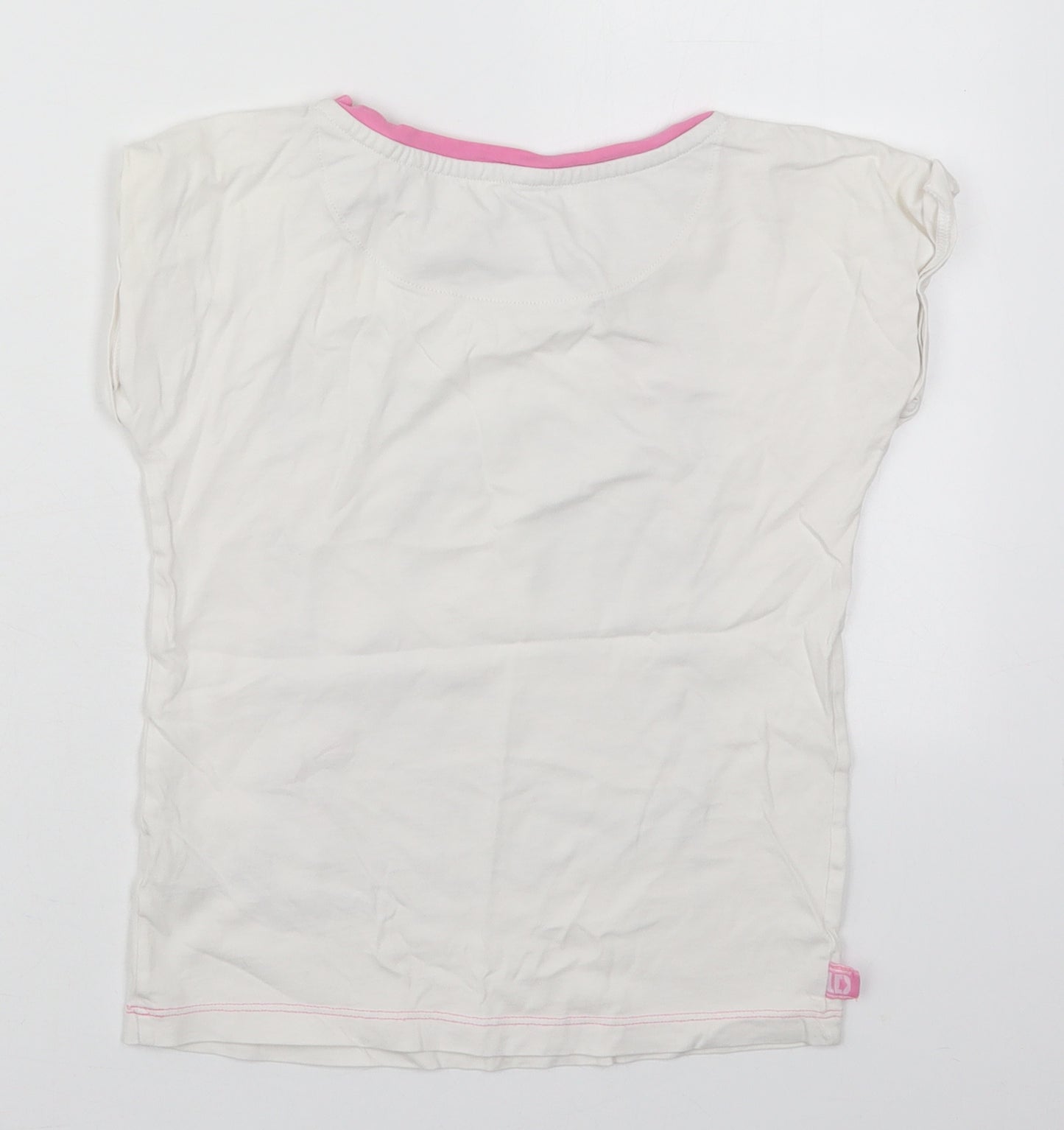 Marks and Spencer Girls White  Cotton Basic T-Shirt Size 7-8 Years Crew Neck Pullover - One Direction