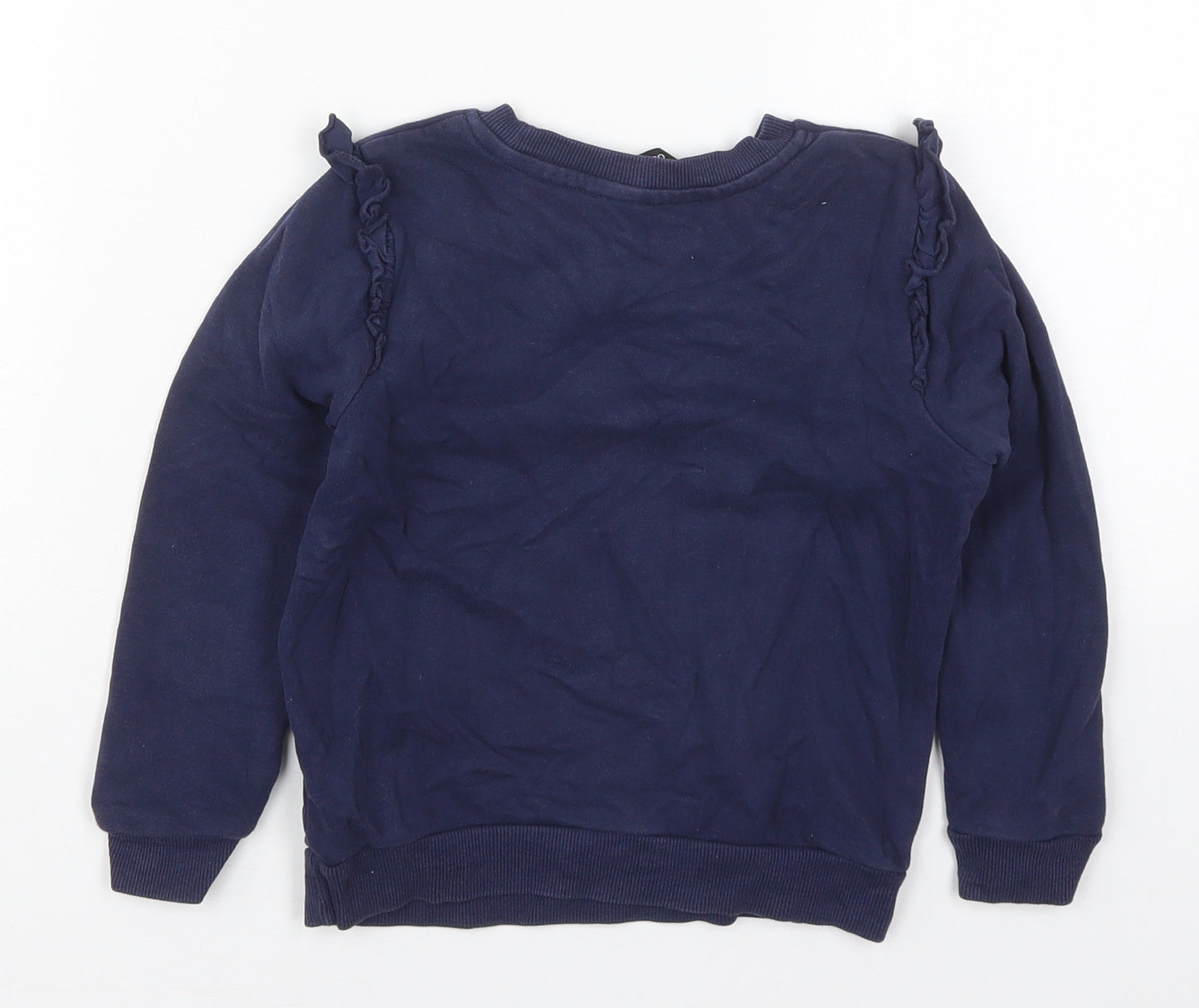 Marks and Spencer Girls Blue  Cotton Pullover Sweatshirt Size 4-5 Years  Pullover - Cats
