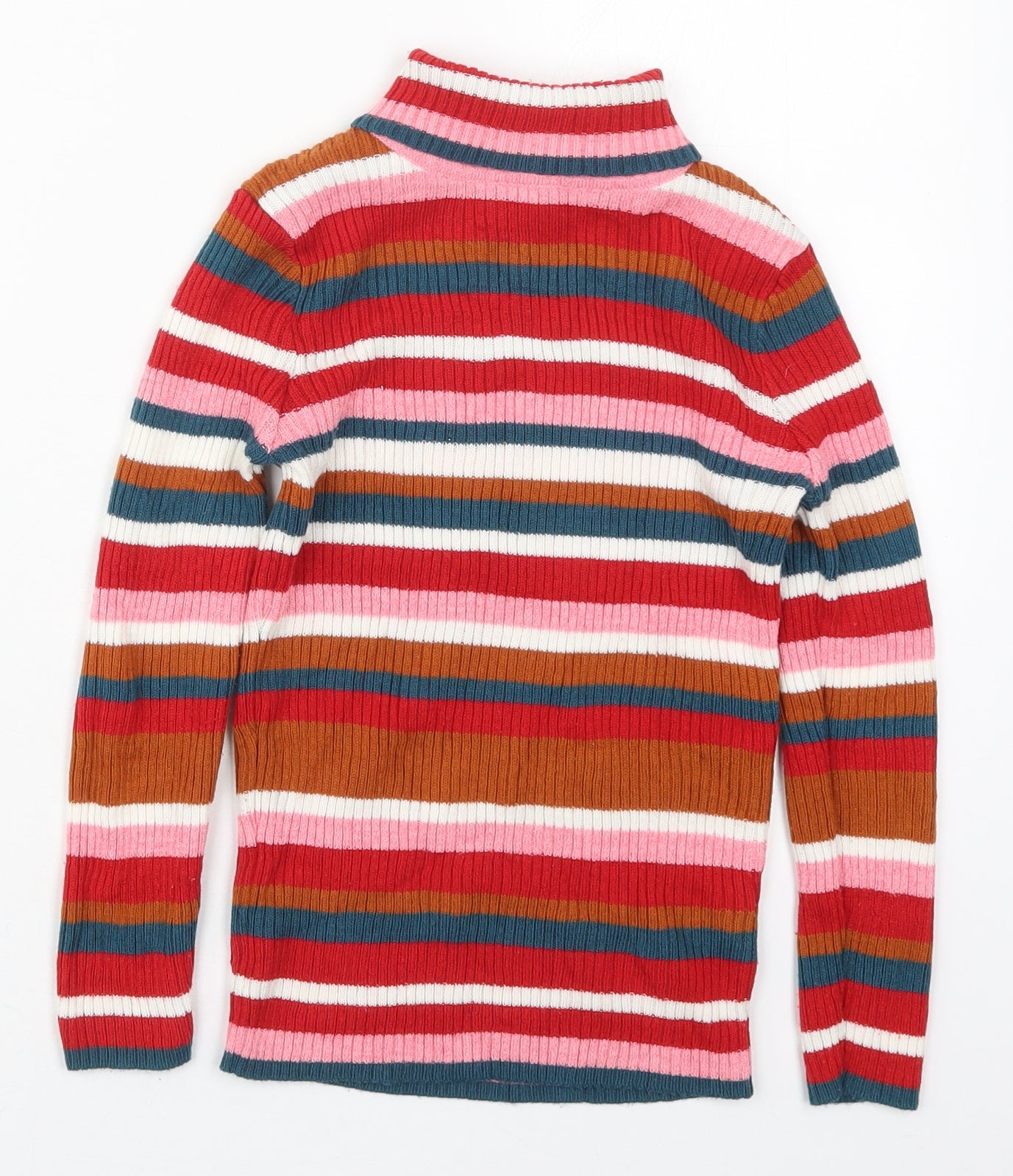 TU Girls Multicoloured Roll Neck Striped Acrylic Pullover Jumper Size 8 Years  Pullover