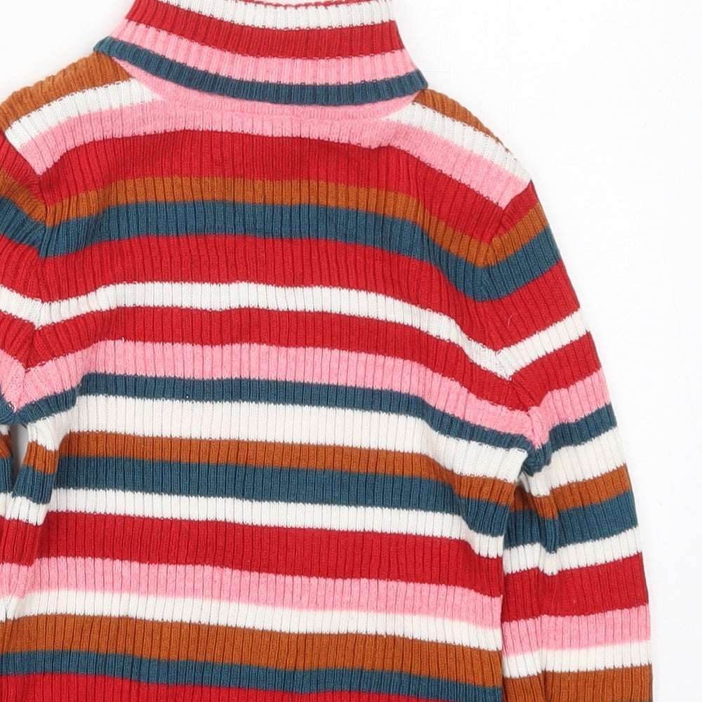 TU Girls Multicoloured Roll Neck Striped Acrylic Pullover Jumper Size 8 Years  Pullover